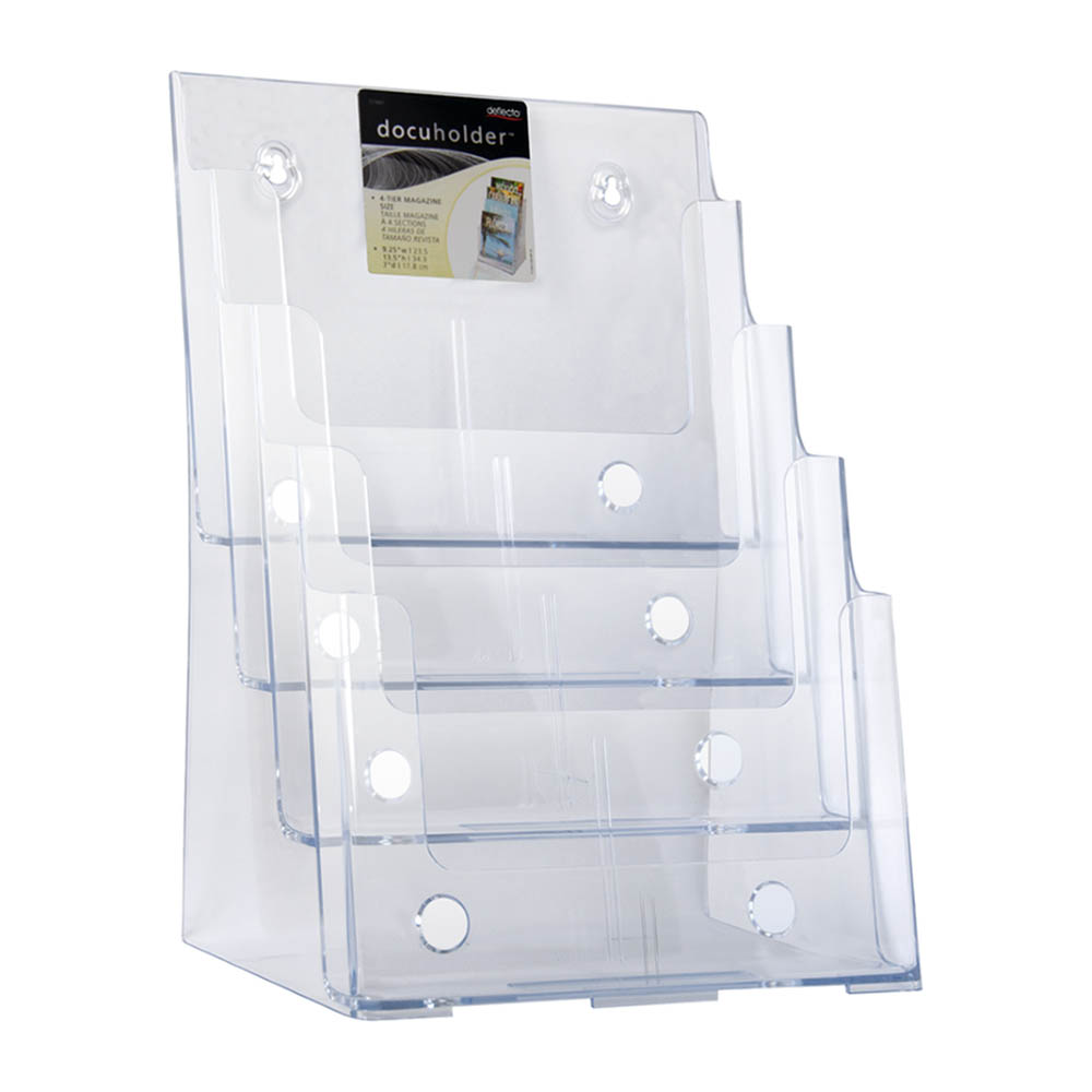 Image for DEFLECTO BROCHURE HOLDER 4 POCKE 4-TIER A4 CLEAR from Office Heaven