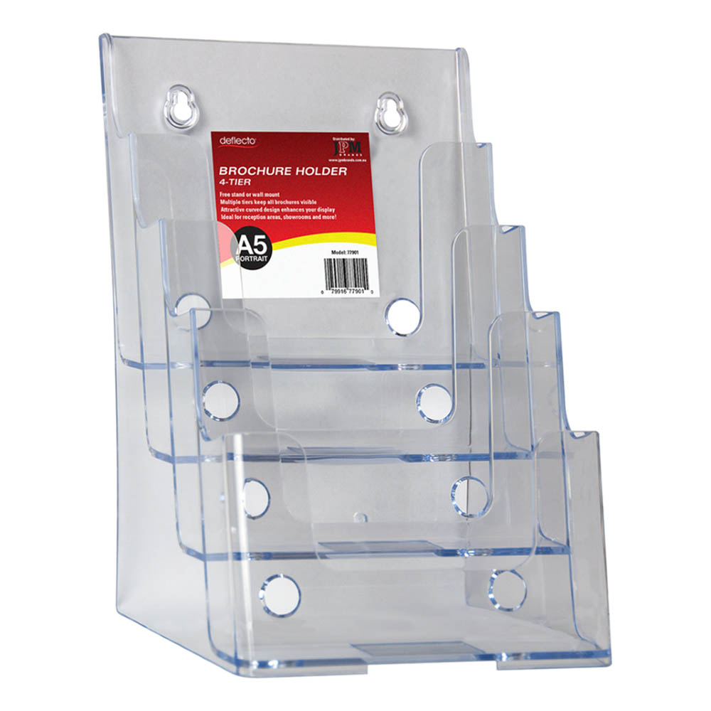 Image for DEFLECTO BROCHURE HOLDER 4-TIER A5 CLEAR from Olympia Office Products