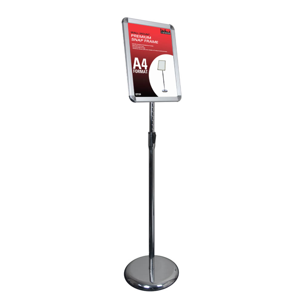 Image for MANHATTAN SNAP FRAME FOYER STAND A4 SILVER from BusinessWorld Computer & Stationery Warehouse