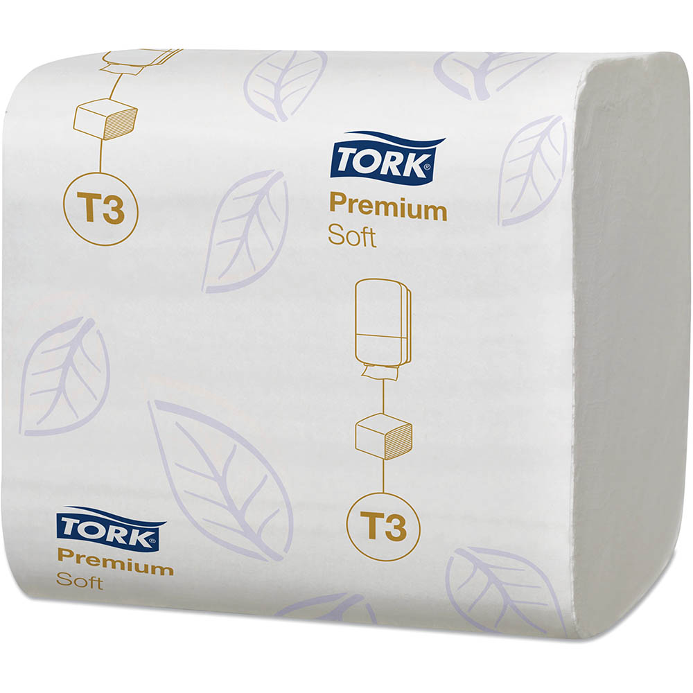 Image for TORK 114273 T3 PREMIUM SOFT FOLDED TOILET PAPER 252 SHEET 110 X 110MM WHITE CARTON 30 from Office Heaven