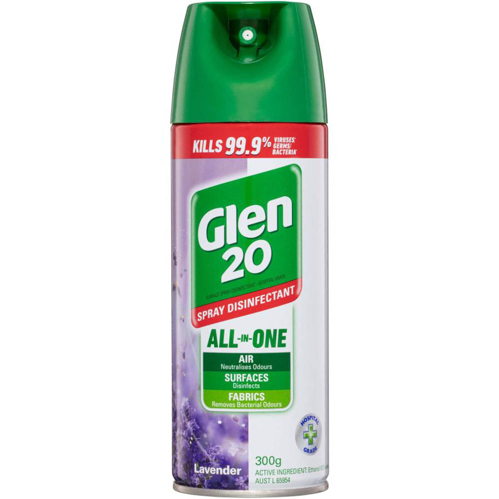 Image for GLEN 20 DISINFECTANT SPRAY LAVENDER 300G from Australian Stationery Supplies