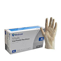 medicom vitals vinyl powder free gloves clear extra large pack 100