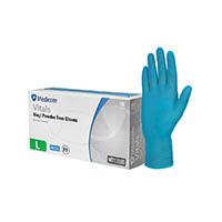 medicom vitals vinyl powder free gloves blue small pack 100