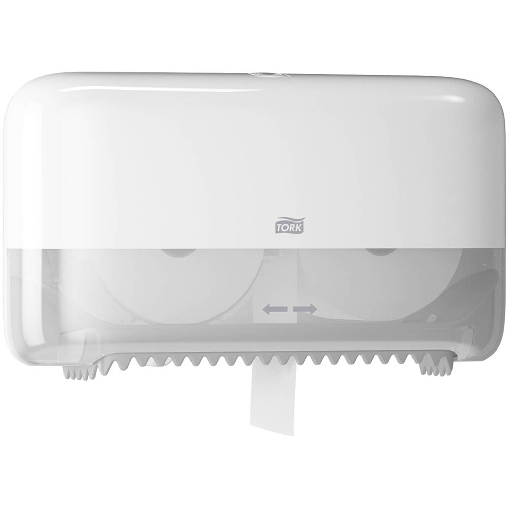 Image for TORK T7 TWIN CORELESS MEDIUM TOILET ROLL DISPENSER WHITE from That Office Place PICTON