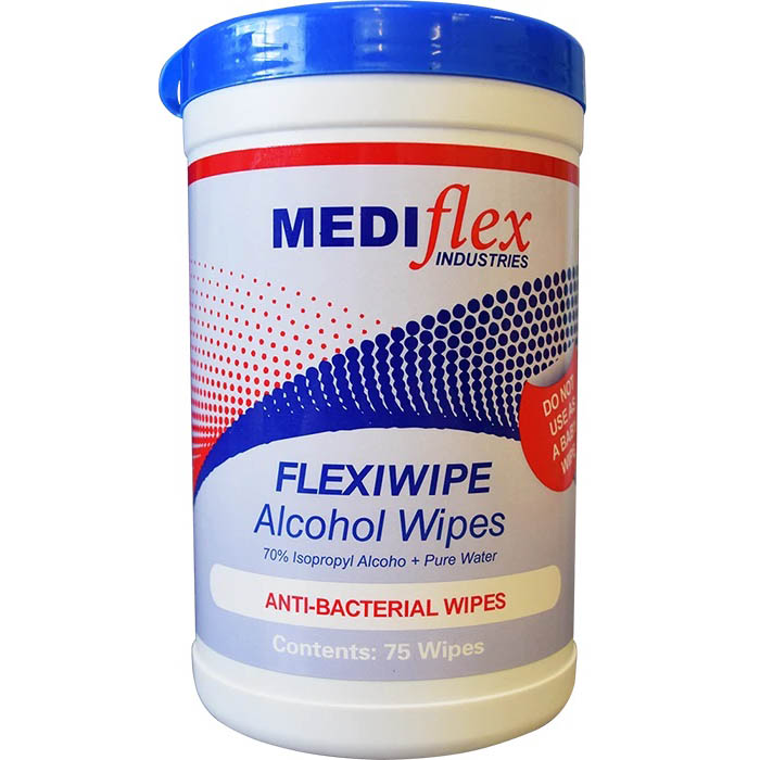 Image for MEDIFLEX FLEXIWIPE ALCOHOL WIPES TUB 75 WIPES from York Stationers