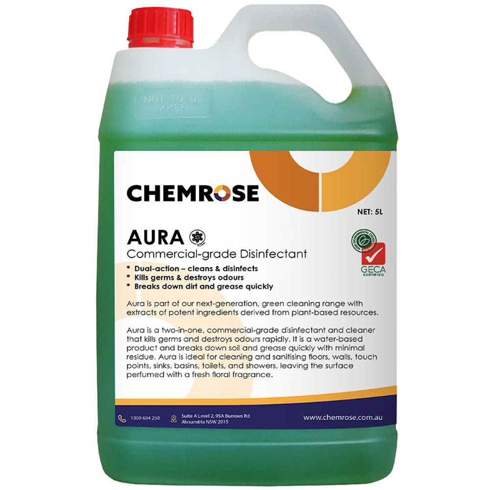 Image for CHEMROSE AURA DISINFECTANT CLEANER 5 LITRE from BusinessWorld Computer & Stationery Warehouse