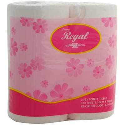 Image for REGAL PREMIUM TOILET ROLL 2-PLY 250 SHEET WHITE PACK 4 from BusinessWorld Computer & Stationery Warehouse