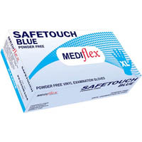 safetouch vinyl powder free disposable gloves extra large blue pack 100