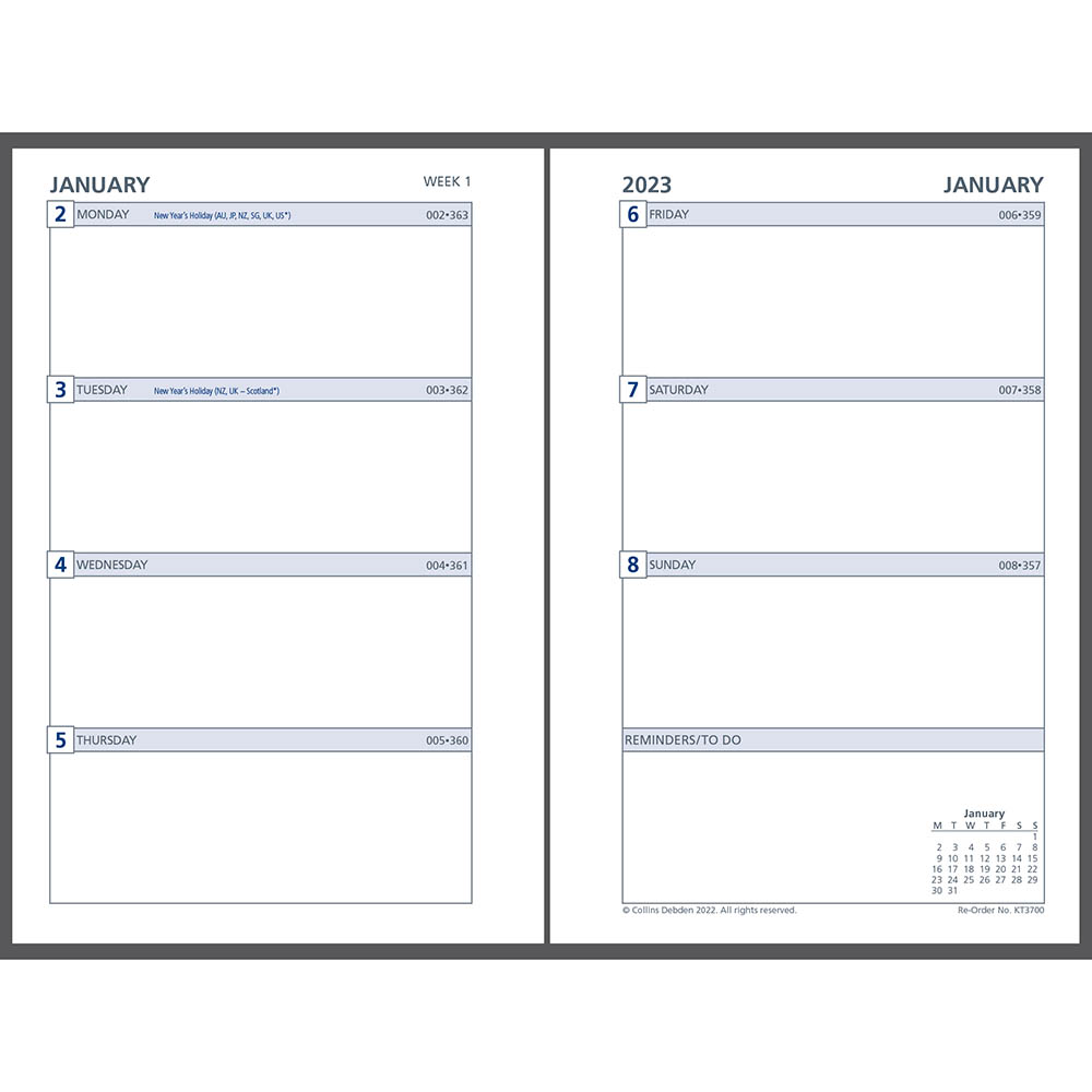 Image for DEBDEN DAYPLANNER KT3700 PERSONAL EDITION POCKET REFILL WEEK TO VIEW 120 X 80MM from Positive Stationery