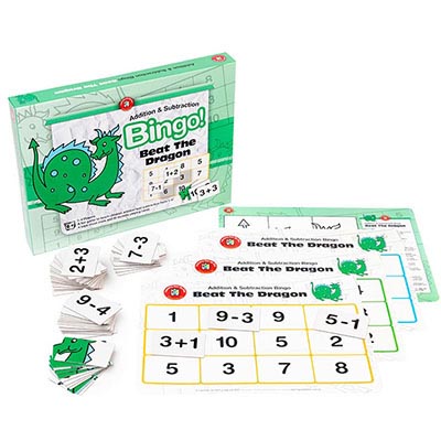 Image for LEARNING CAN BE FUN BEAT THE DRAGON BINGO ADDITION AND SUBTRACTION GAME from Office Heaven