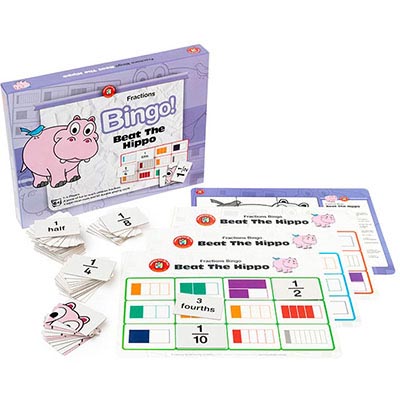 Image for LEARNING CAN BE FUN BEAT THE HIPPO BINGO FRACTIONS GAME from York Stationers