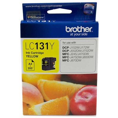 Image for BROTHER LC131Y INK CARTRIDGE YELLOW from Clipboard Stationers & Art Supplies