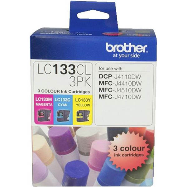 Image for BROTHER LC133CL3PK INK CARTRIDGE VALUE PACK CYAN/MAGENTA/YELLOW from Challenge Office Supplies