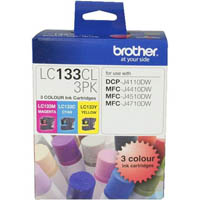 brother lc133cl3pk ink cartridge value pack cyan/magenta/yellow