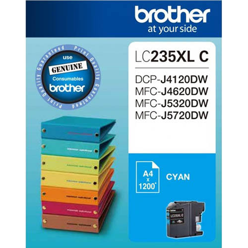 Image for BROTHER LC235XLC INK CARTRIDGE HIGH YIELD CYAN from Clipboard Stationers & Art Supplies