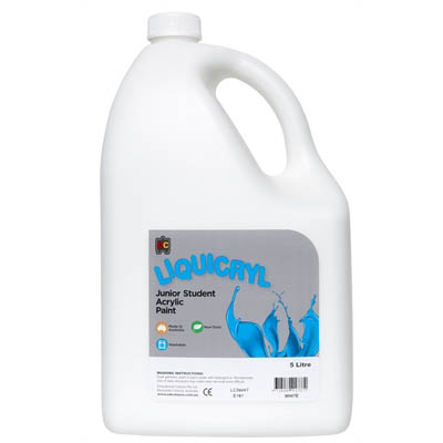 Image for EDUCATIONAL COLOURS LIQUICRYL JUNIOR STUDENT PAINT 5 LITRE WHITE from Memo Office and Art