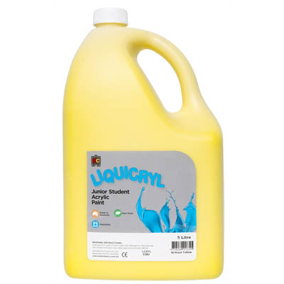 Image for EDUCATIONAL COLOURS LIQUICRYL JUNIOR STUDENT PAINT 5 LITRE BRILLIANT YELLOW from Prime Office Supplies