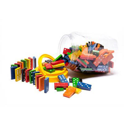 Image for LEARNING CAN BE FUN WOODEN DOMINOES ASSORTED JAR 168 from Office Heaven