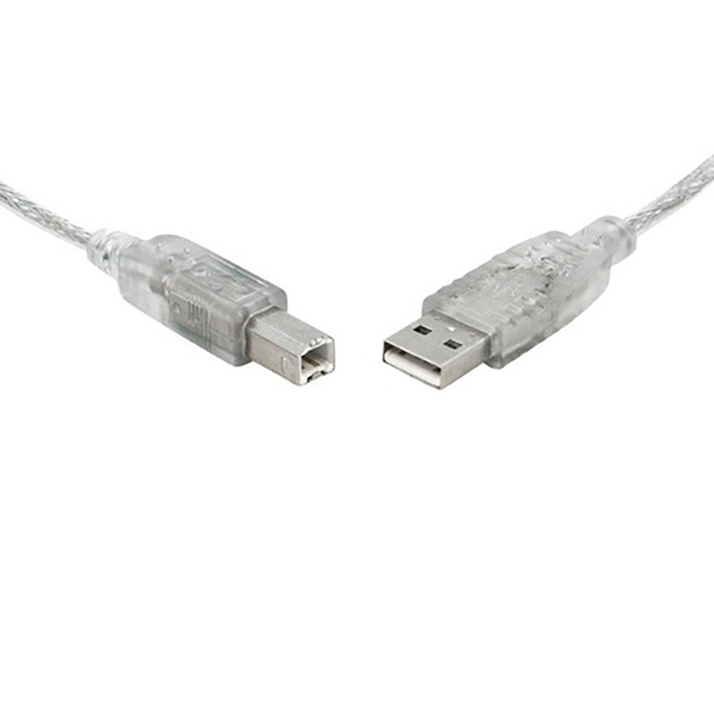 Image for 8WARE USB 2.0 PRINTER CABLE TYPE A TO B MALE TO MALE 2M CLEAR from Office Heaven