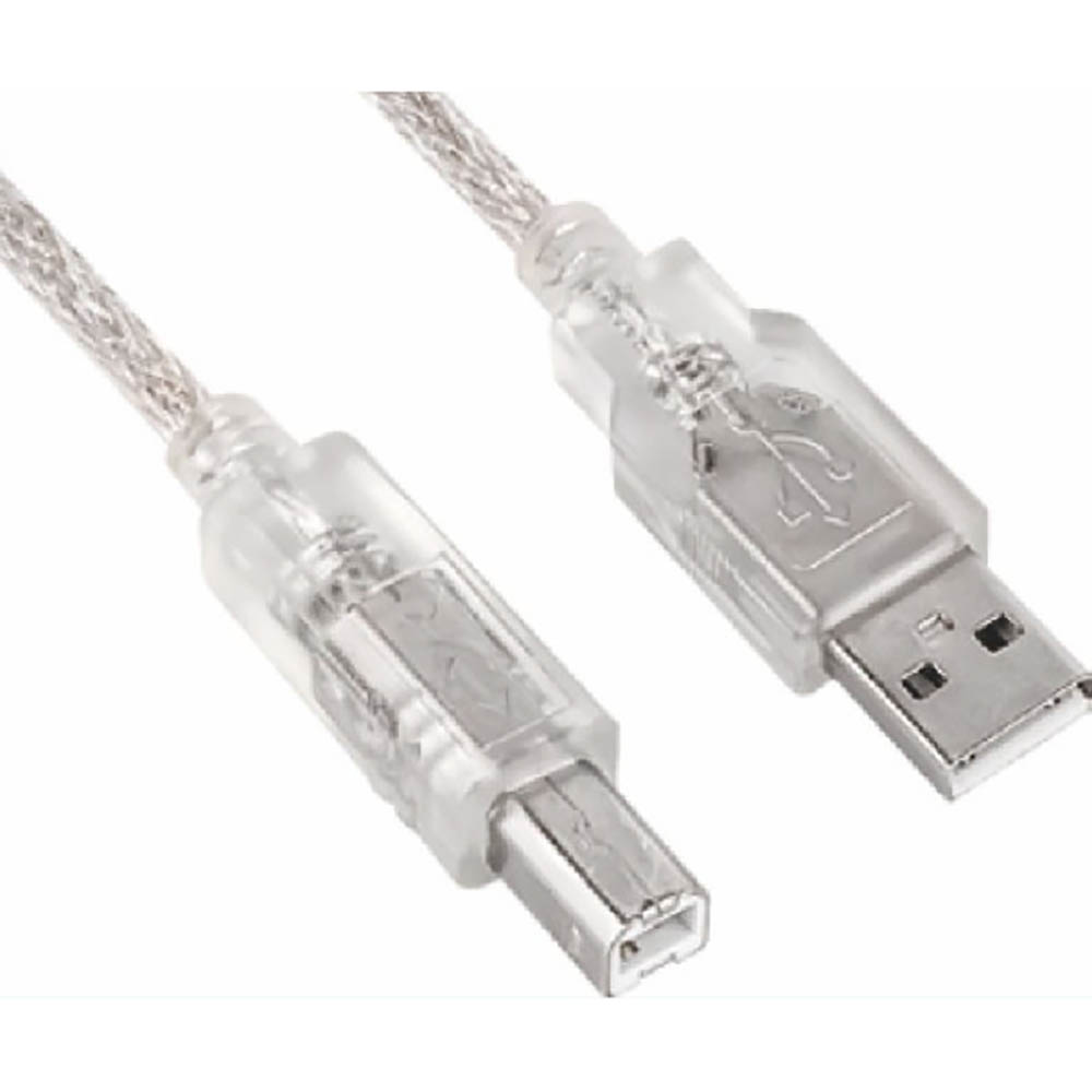 Image for ASTROTEK USB 2.0 PRINTER CABLE TYPE A MALE TO TYPE B MALE 5M TRANSPARENT from Clipboard Stationers & Art Supplies
