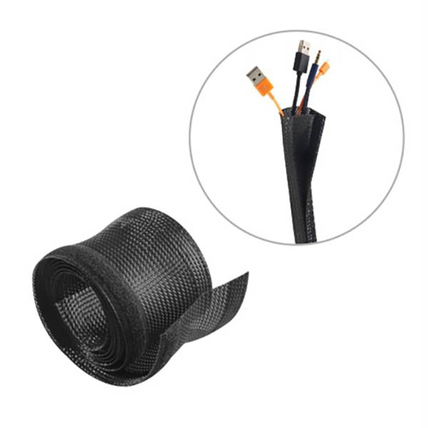 Image for BRATECK FLEXIBLE CABLE WRAP SLEEVE WITH HOOK AND LOOP FASTENER 1000 X 135MM BLACK from Challenge Office Supplies