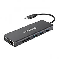 simplecom chn612 usb-c multiport docking station 12-in-1 dual hdmi plus vga triple display gigabit lan black