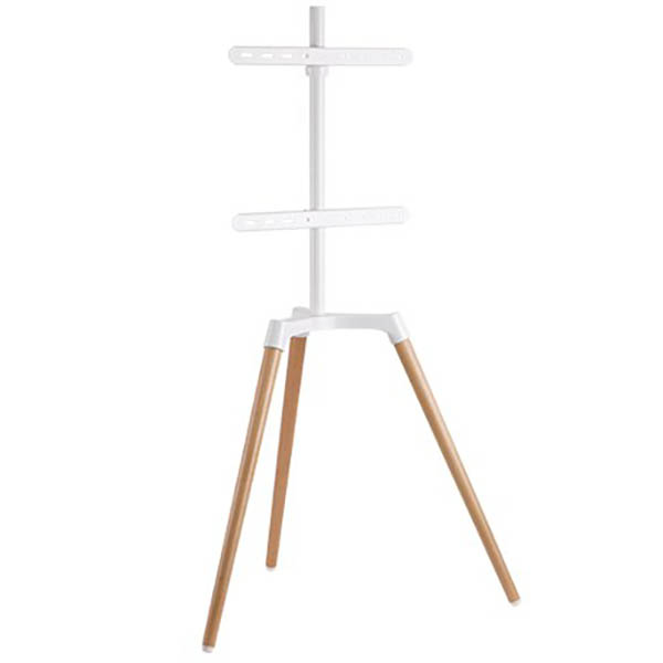 Image for BRATECK PASTEL EASEL STUDIO TV FLOOR TRIPOD STAND MATTE WHITE AND BEECH from Mitronics Corporation