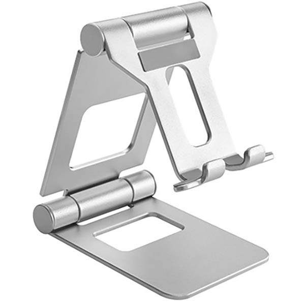 Image for BRATECK ALUMINIUM FOLDABLE STAND HOLDER FOR PHONES AND TABLETS SILVER from Mercury Business Supplies