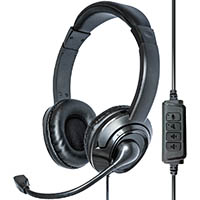 moki usb headphones with boom microphone black