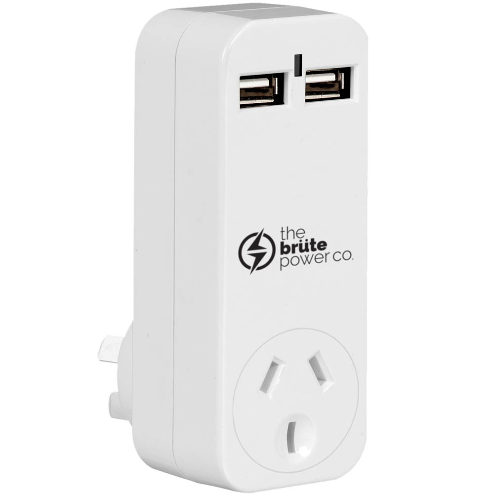 Image for THE BRUTE POWER CO ADAPTOR 1 OUTLET WITH 2 USB PORTS from That Office Place PICTON