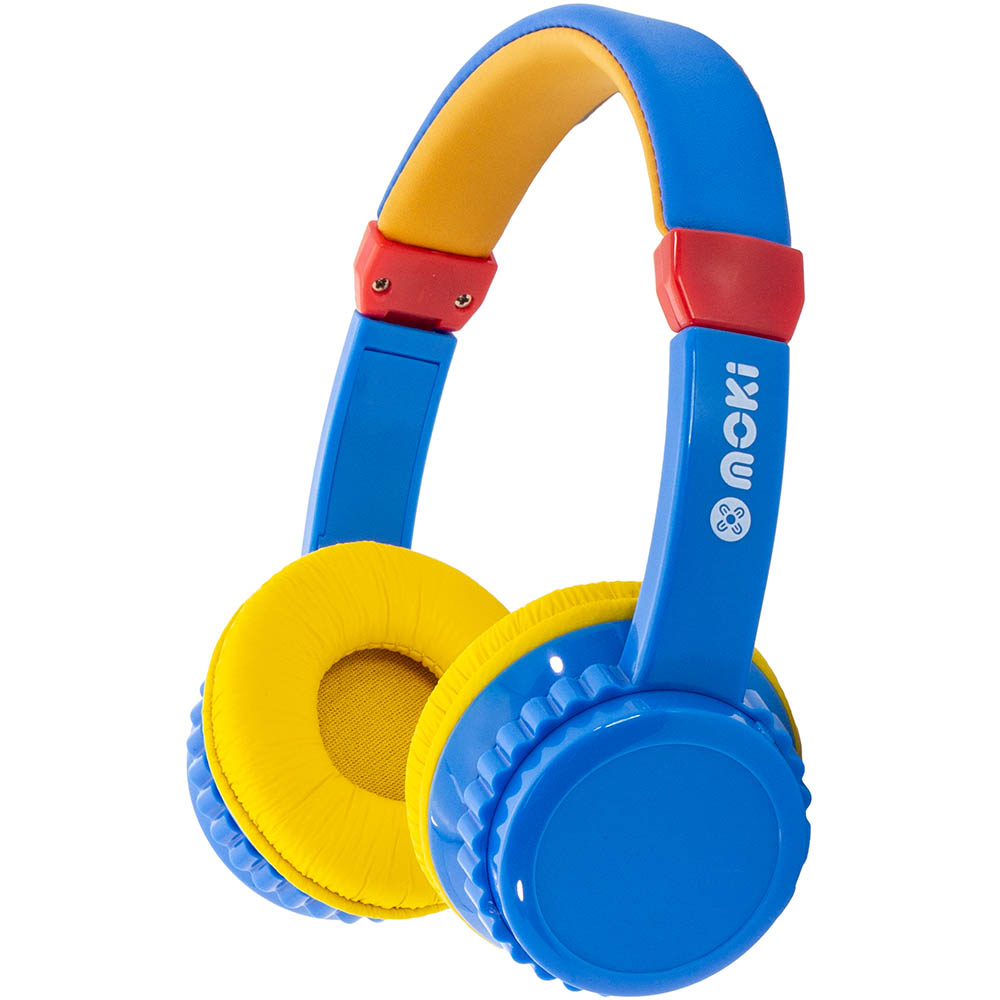 Image for MOKI PLAY SAFE VOLUME LIMITED HEADPHONE BLUE/YELLOW from York Stationers