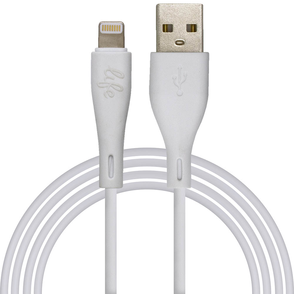 Image for MOKI LIFE LIGHTNING SYNC N CHARGE KING SIZE CABLE 3M WHITE from York Stationers