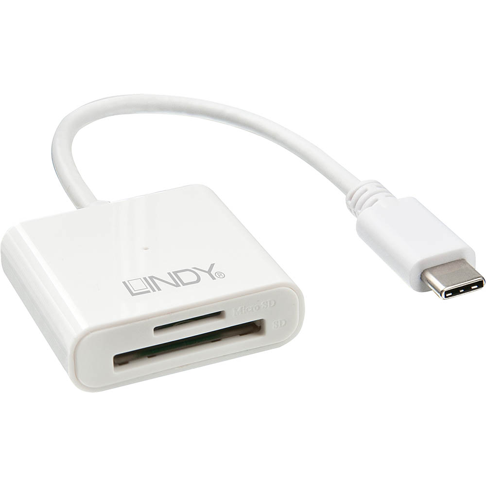 Image for LINDY 43185 TYPE C SD CARD READER USB 3.1 WHITE from BusinessWorld Computer & Stationery Warehouse