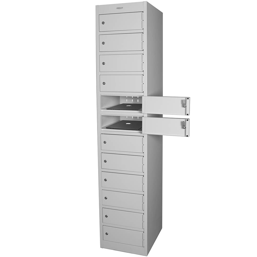 Image for STEELCO LAPTOP LOCKER 12 DOOR 380MM SILVER GREY from That Office Place PICTON