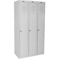 steelco personnel locker 1 door bank of 3 latchlock 305mm silver grey