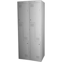 steelco personnel locker 2 z door bank of 2 latchlock 380mm silver grey