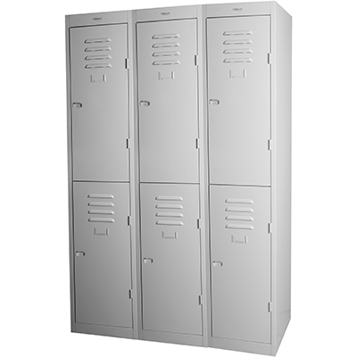 Image for STEELCO PERSONNEL LOCKER 2 DOOR BANK OF 3 LATCHLOCK 305MM SILVER GREY from BusinessWorld Computer & Stationery Warehouse