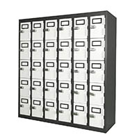 steelco phone locker 30 door 900 x 225 x 940mm graphite ripplie carcass and white satin doors
