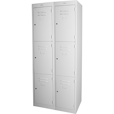 Image for STEELCO PERSONNEL LOCKER 3 DOOR BANK OF 2 305MM SILVER GREY from BusinessWorld Computer & Stationery Warehouse