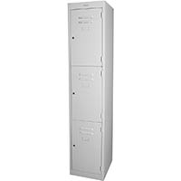 steelco personnel locker 3 door latchlock 380mm silver grey