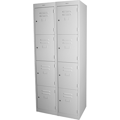 Image for STEELCO PERSONNEL LOCKER 4 DOOR BANK OF 2 380MM SILVER GREY from Buzz Solutions