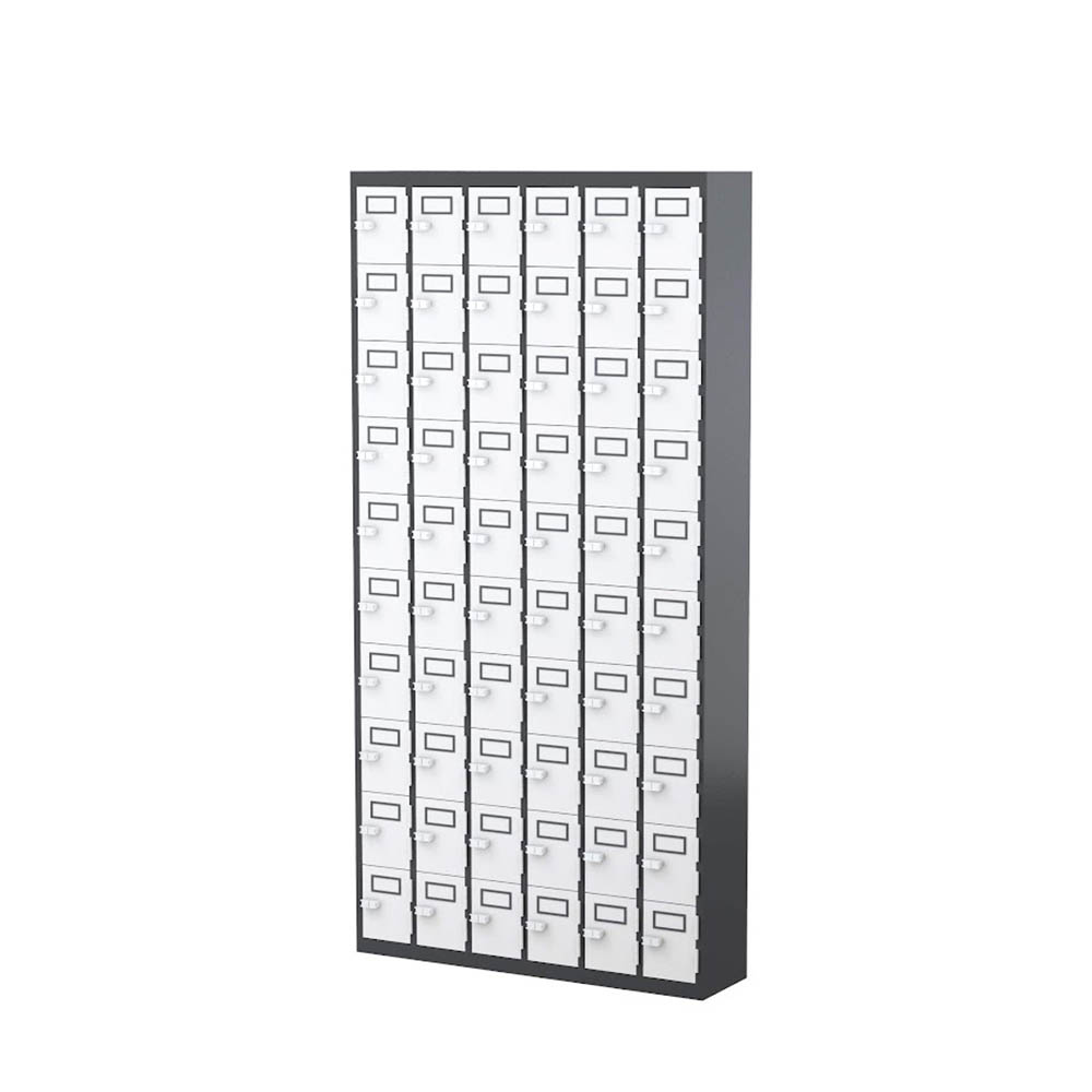 Image for STEELCO PHONE LOCKER 60 DOOR 900 X 225 X 1810MM GRAPHITE RIPPLIE CARCASS AND WHITE SATIN DOORS from BusinessWorld Computer & Stationery Warehouse