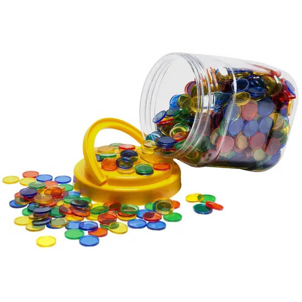 Image for EDUCATIONAL COLOURS TRANSPARENT COUNTERS 20MM ASSORTED TUB 1000 from Office Heaven