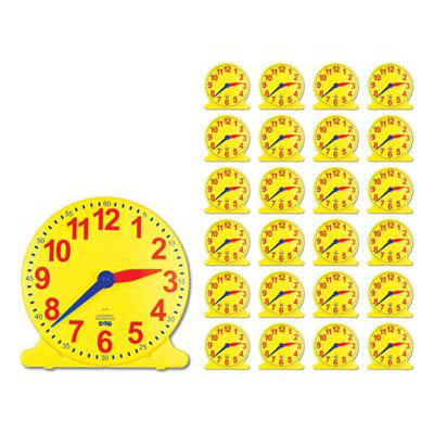 Image for LEARNING CAN BE FUN ANALOGUE CLOCK CLASS SET YELLOW/RED from Prime Office Supplies