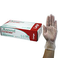 universal choice vinyl examination gloves large clear carton 1000