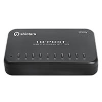 shintaro multi device charger 10 usb-c black