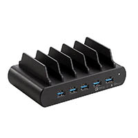 shintaro multi 5-port gan charger/dock with bays 150w, 5 usb-a and usb-c black