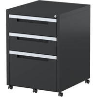 steelco classic mobile pedestal 3-drawer lockable 630 x 470 x 515mm graphite ripple