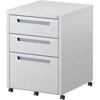 steelco classic mobile pedestal 3-drawer lockable 630 x 470 x 515mm white satin