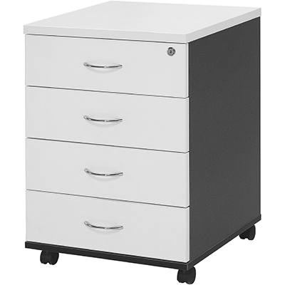 Image for OXLEY MOBILE PEDESTAL 4-DRAWER LOCKABLE WHITE/IRONSTONE from Mitronics Corporation